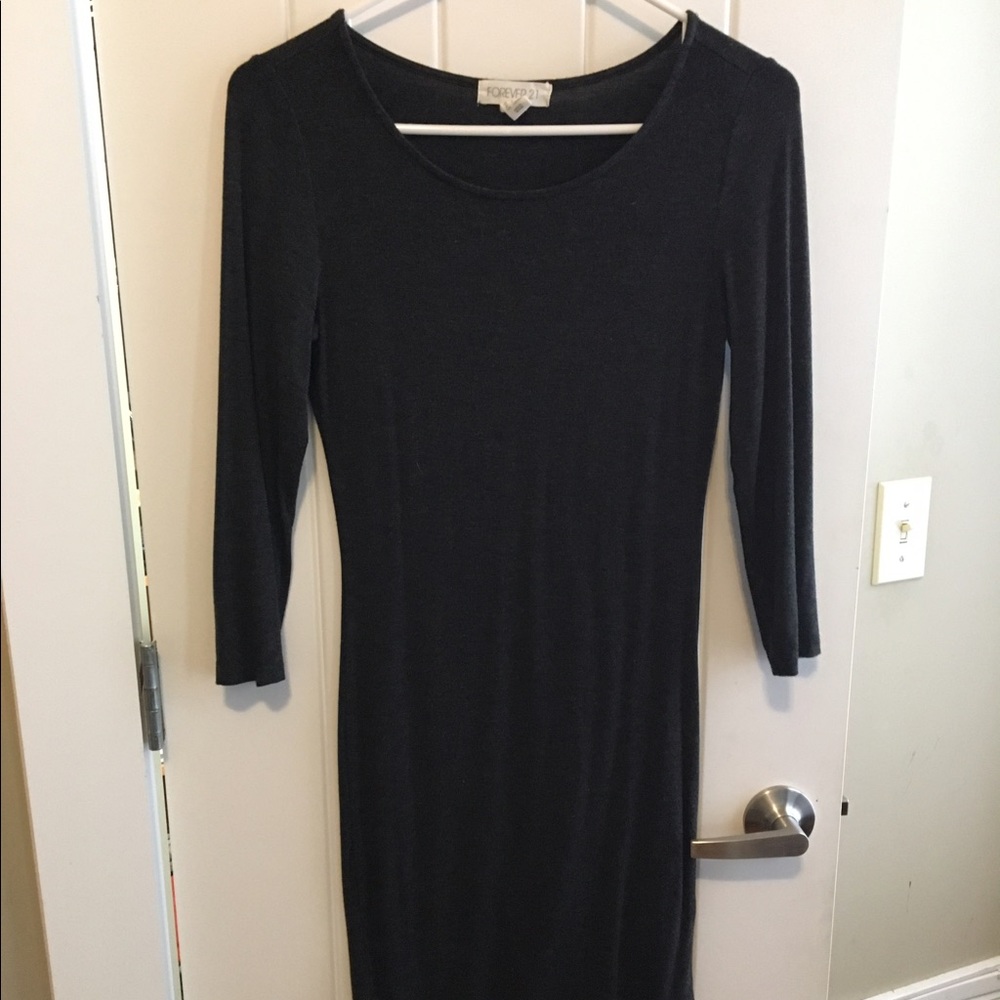 Dark grey knee length bodycon dress