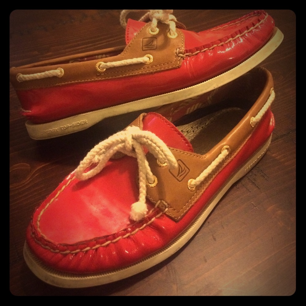 *Rare* Patton leather red Sperry Top-siders