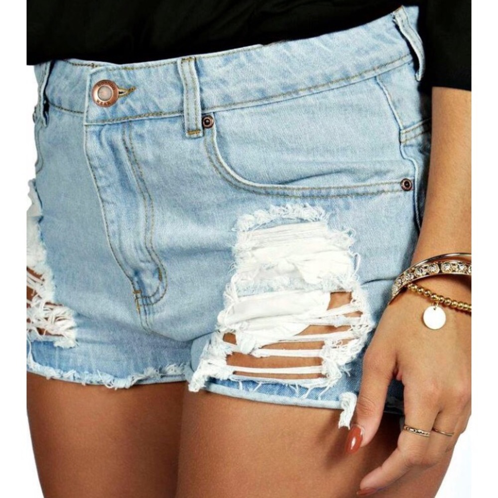 Boohoo Ripped Denim Shorts