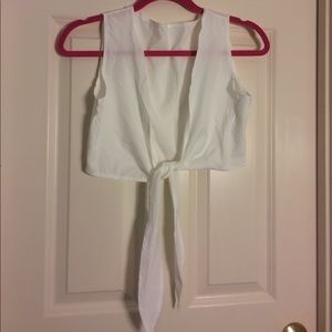 White front tie crop top