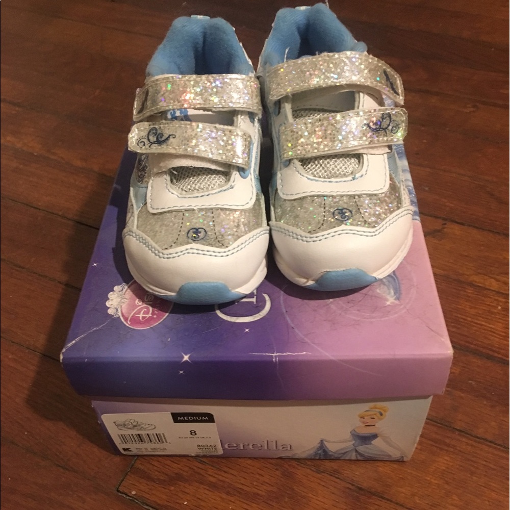White, blue and silver toddler sneakers