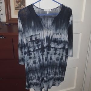 Boho tie die oversized shirt