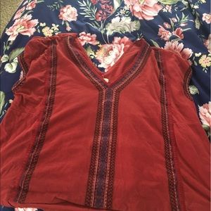 Burnt orange embroiderd madewell brand shirt