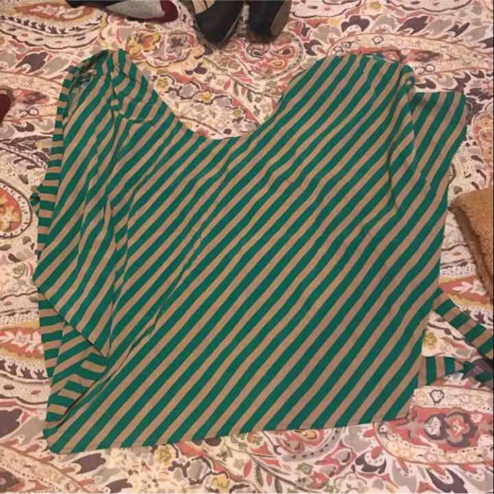 Green and tan blouse