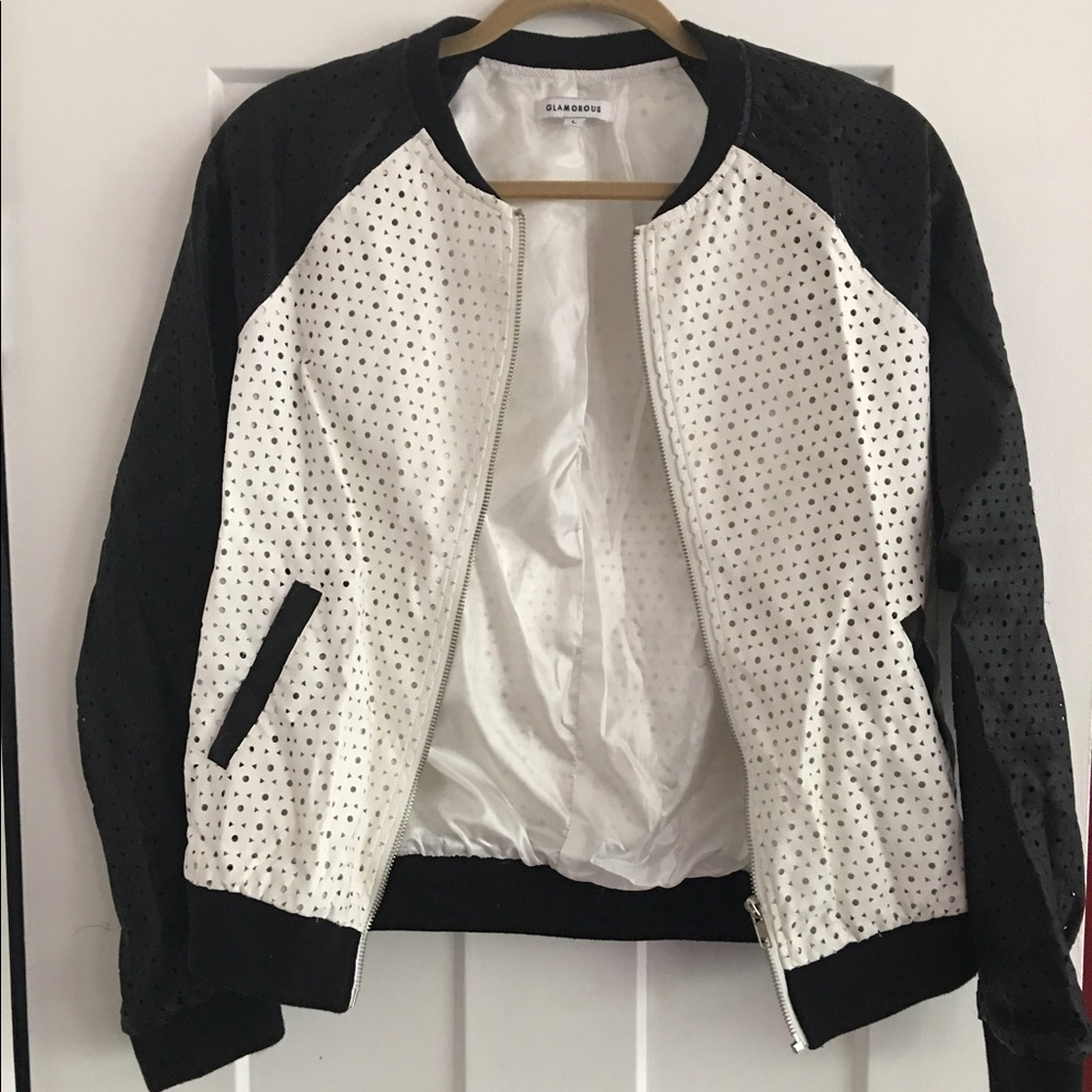 Lf Glamorous Leather Bomber Jacket - image 1