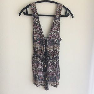 ⚡️lowest⚡️LF lace up tassel tie romper