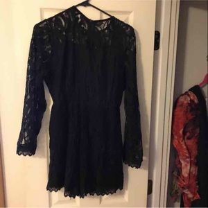 Plus Size Black Lace Romper