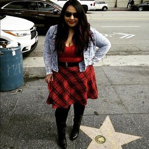 1X retrolicious plaid skirt