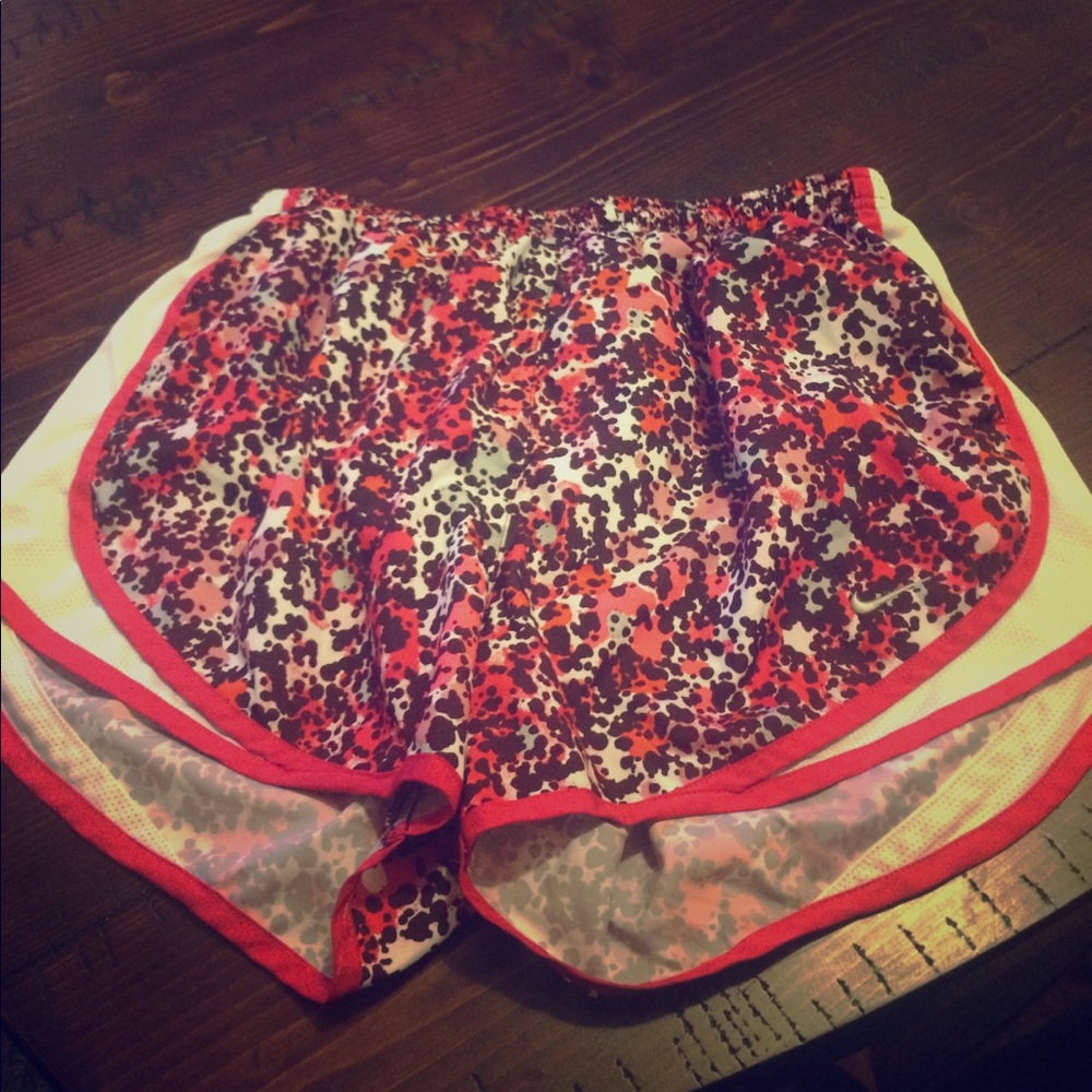 Nike dri-fit shorts (pink,white,black spot print)