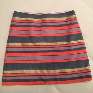 J. Crew mini skirt gold chambray striped Size 4