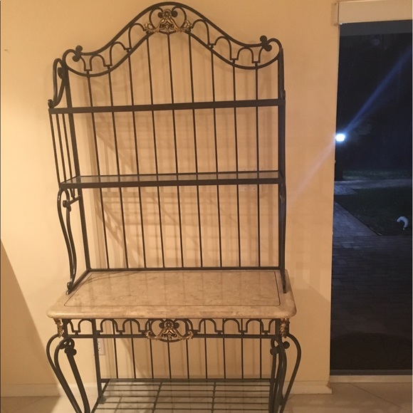 Other Marble Top With A Dark Brown Iron Bakers Rack Poshmark