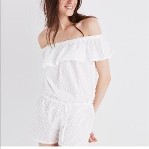 madewell off the shoulder sweet romper