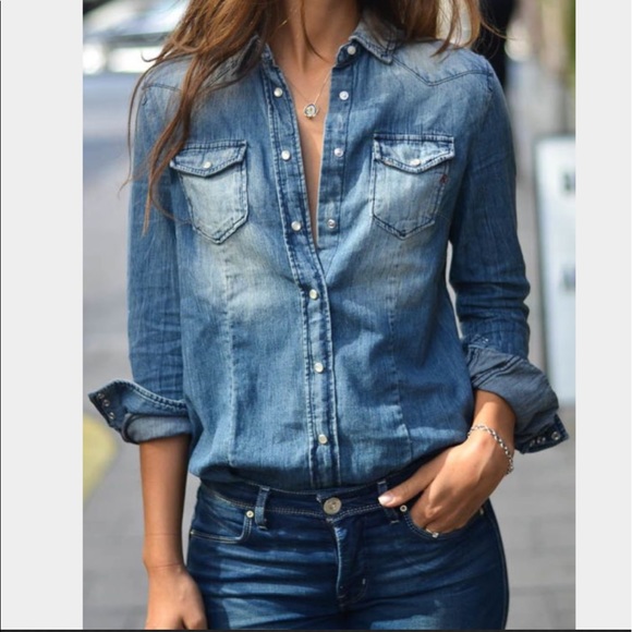 Tops - SOLD‼️ Denim Shirt, Size Small