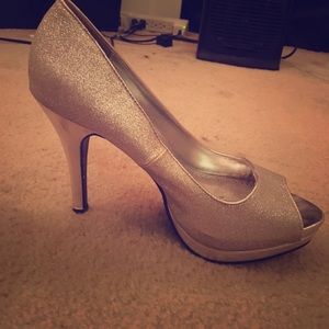 Silver glitter heels