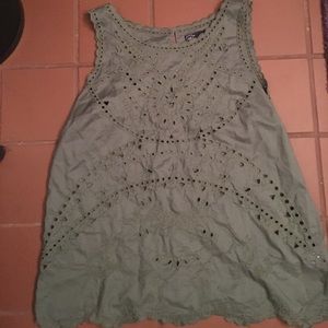 Moss green eyelet tank