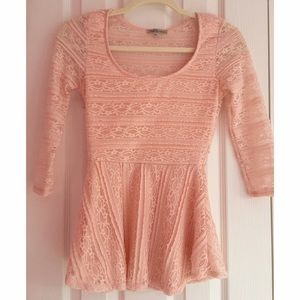 Light Pink Lace Peplum Top