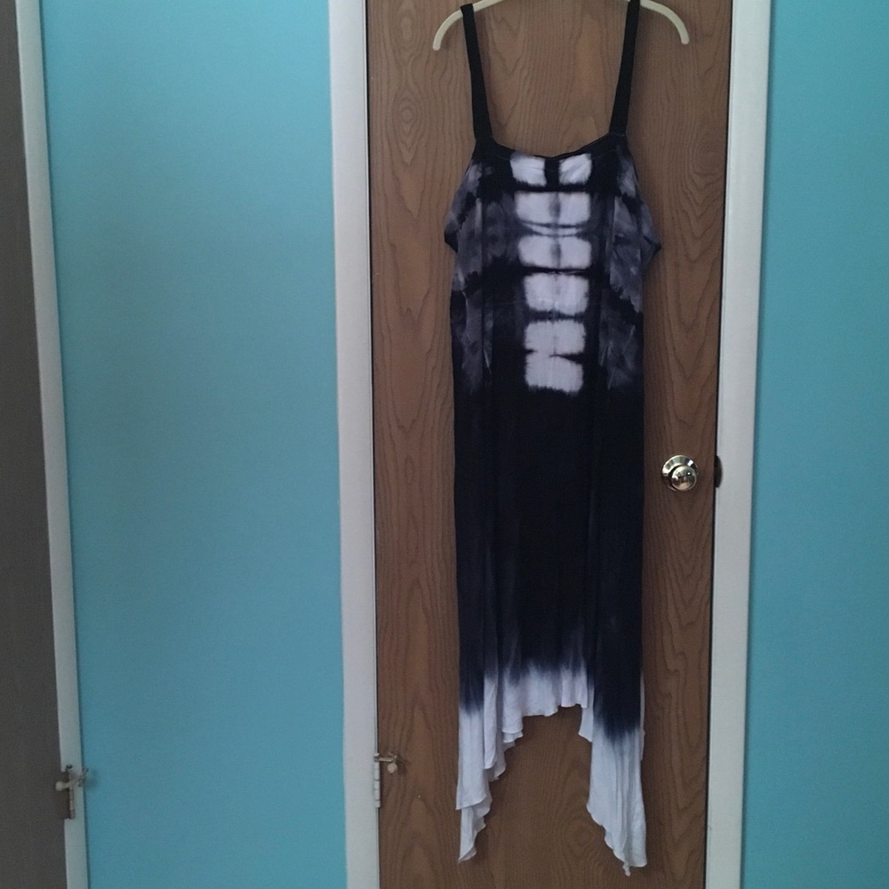 Calvin Klein navy and white tie-dye dress