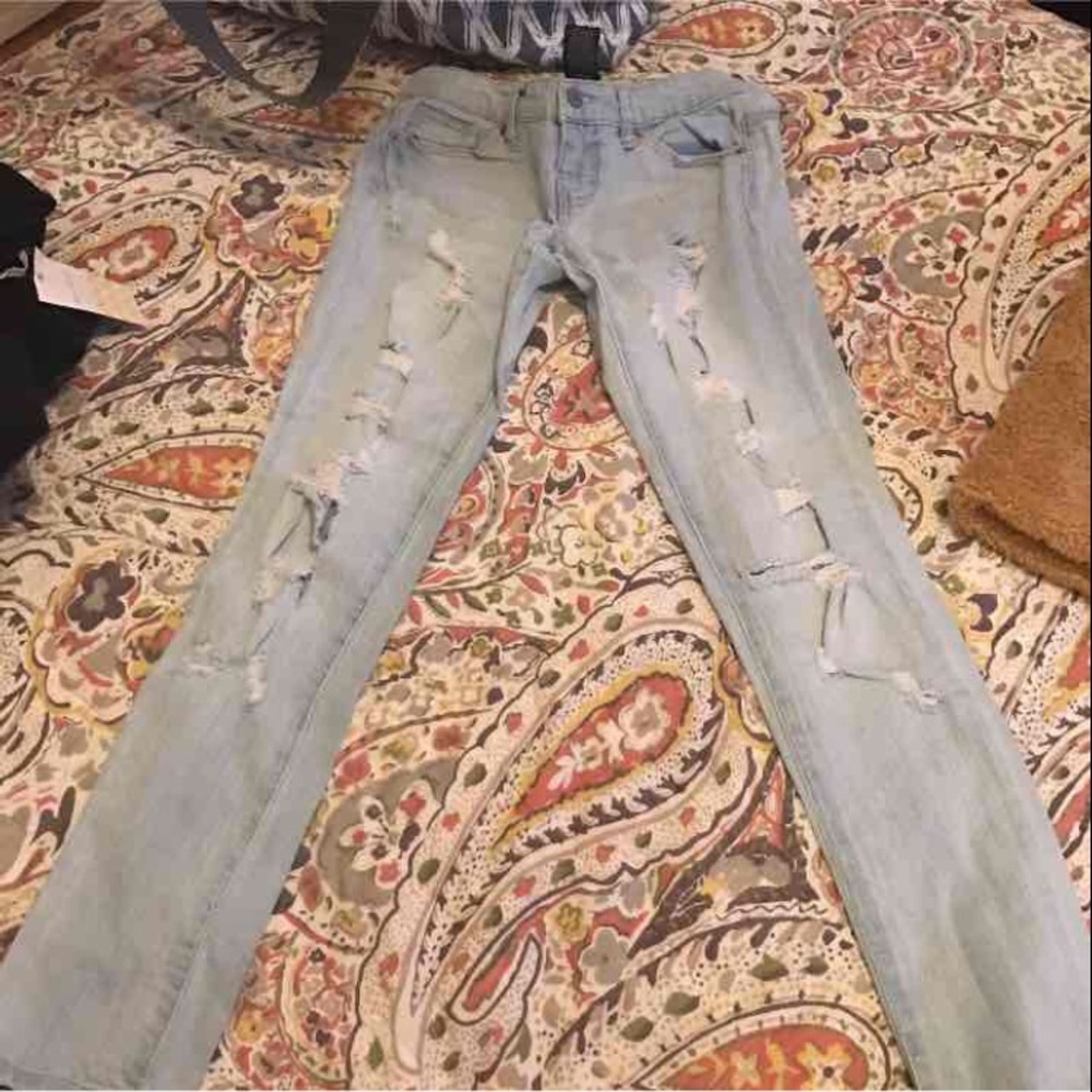 Ripped blue jeans