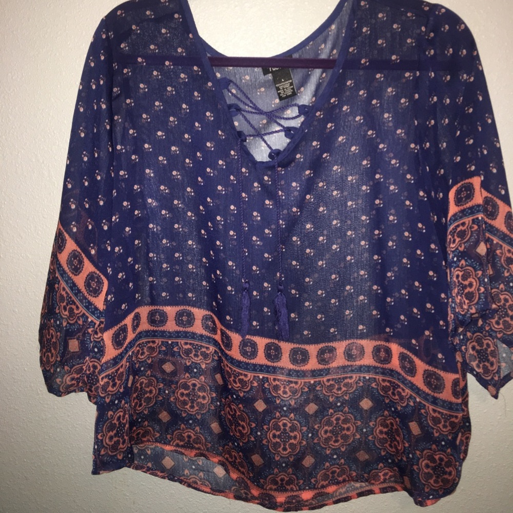 Dark blue and burnt orange Blouse