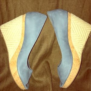 Cole Haan Air Delfina Peeptoe Wedges Blue Suede 11