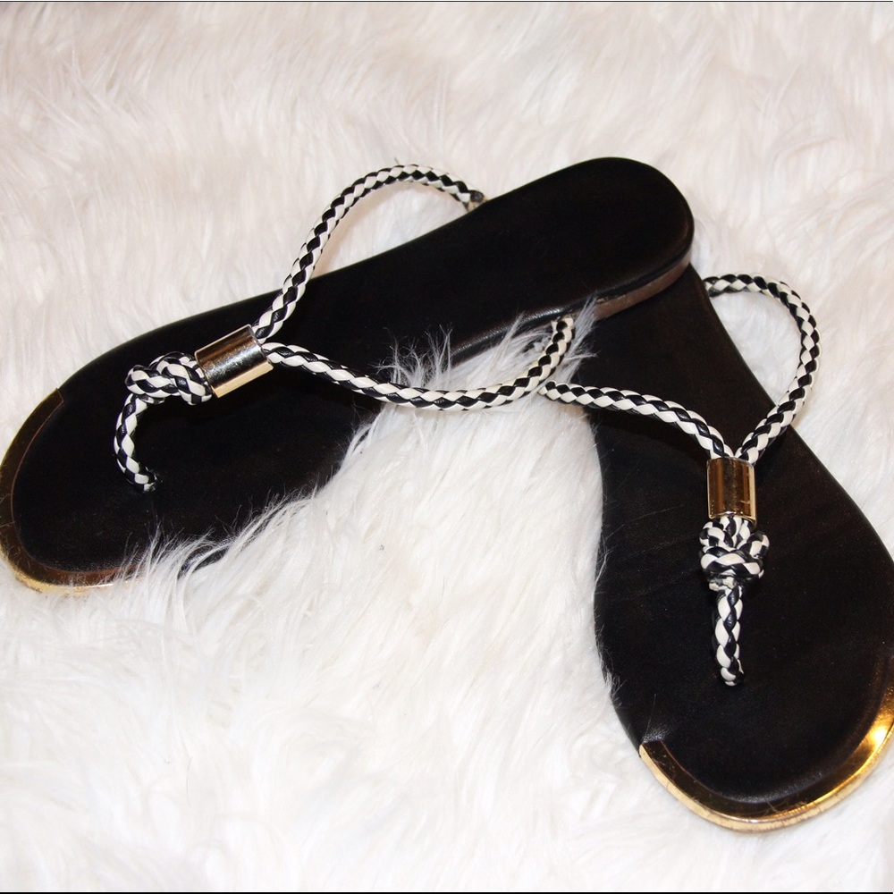 Black and gold sandals flip flop