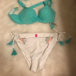 White bikini bottoms with colorful sequins