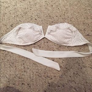 White eyelet strapless bathing suit