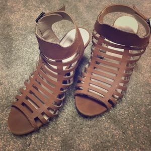 Brown heeled sandals