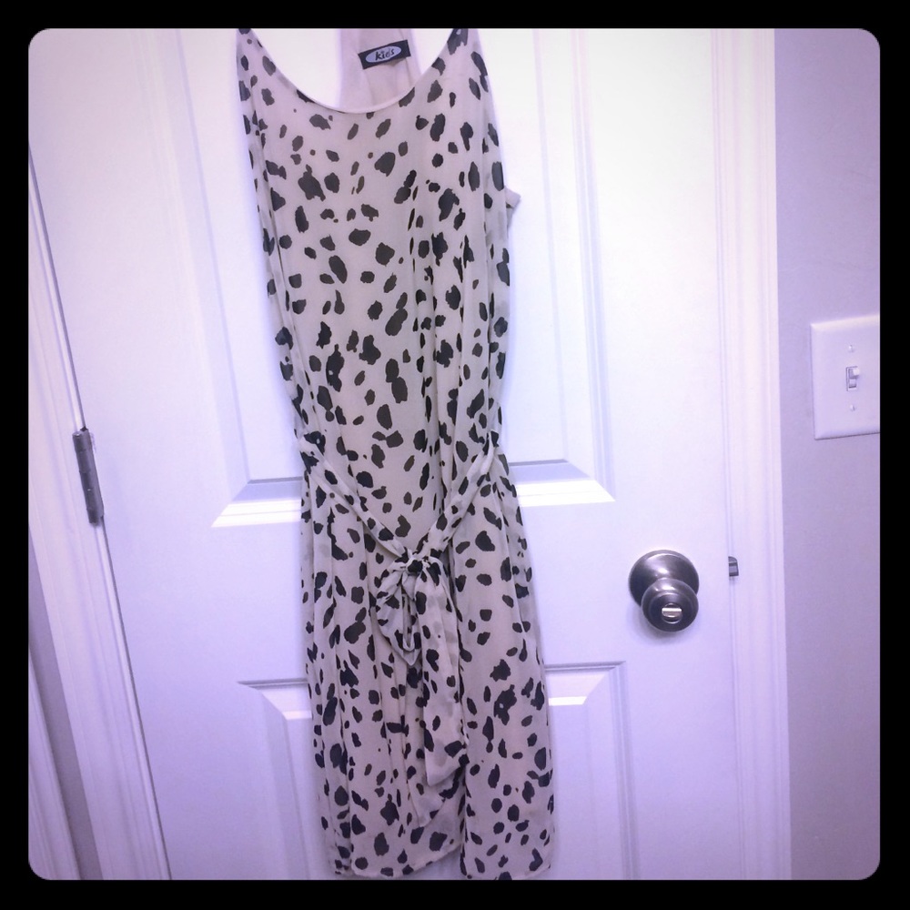 Cream and black Dalmatian print sun dress