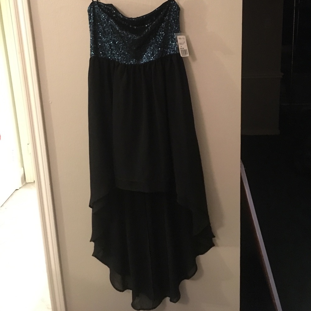 Forever 21 hi-lo strapless sequined chiffon dress