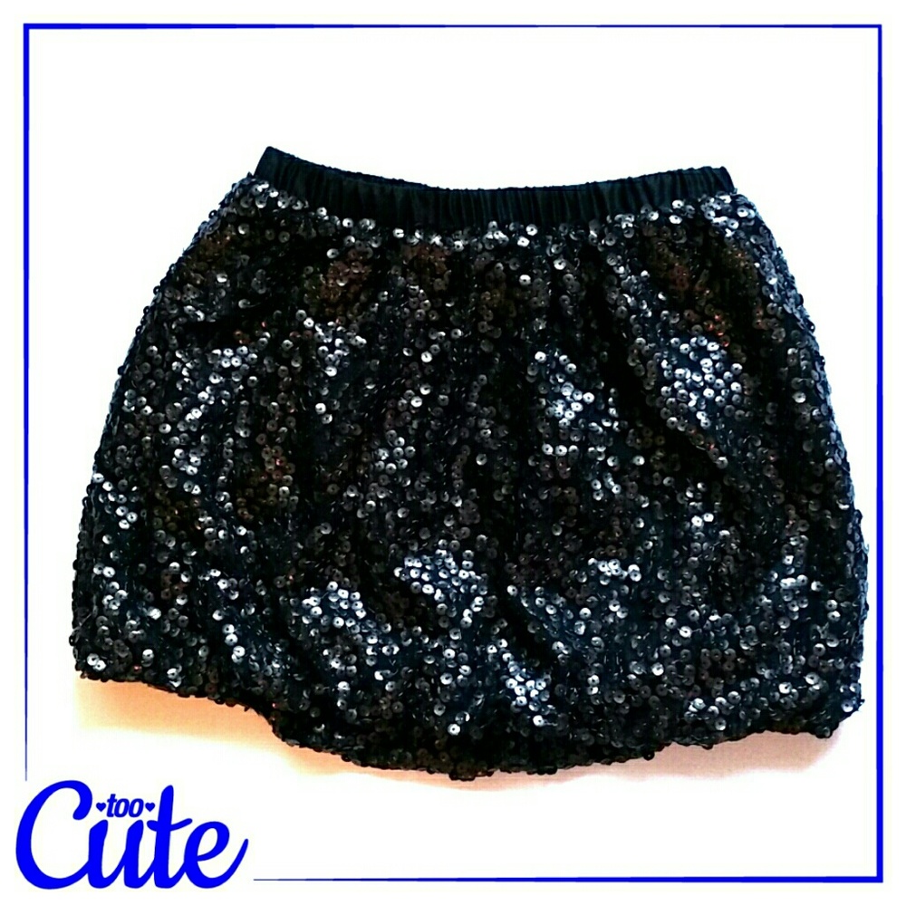 Black Sequin Bubble Skirt 7/8