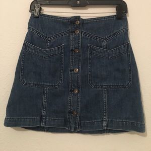 Button front denim skirt