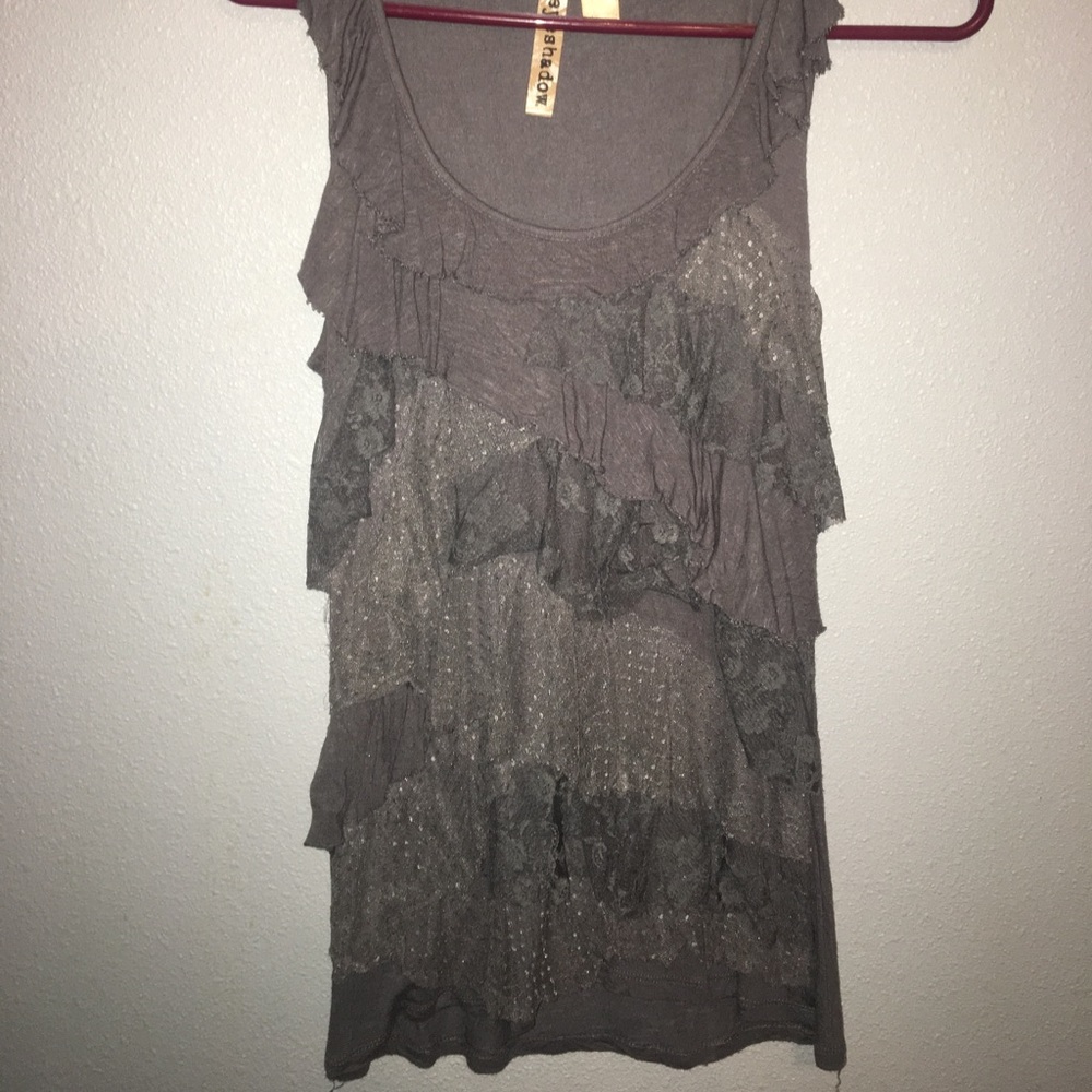 Grey tank top with sequence on the front