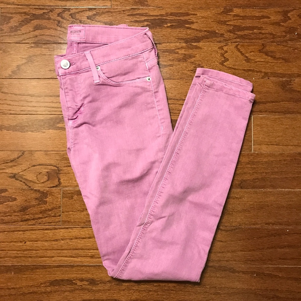 Hudson Nico Midrise Super Skinny Lavender Jeans 25