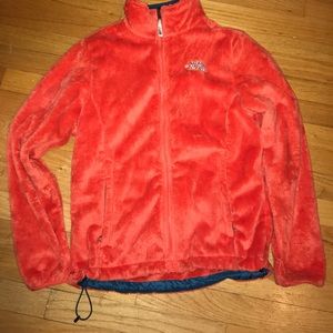 North face orange and teal jacket
