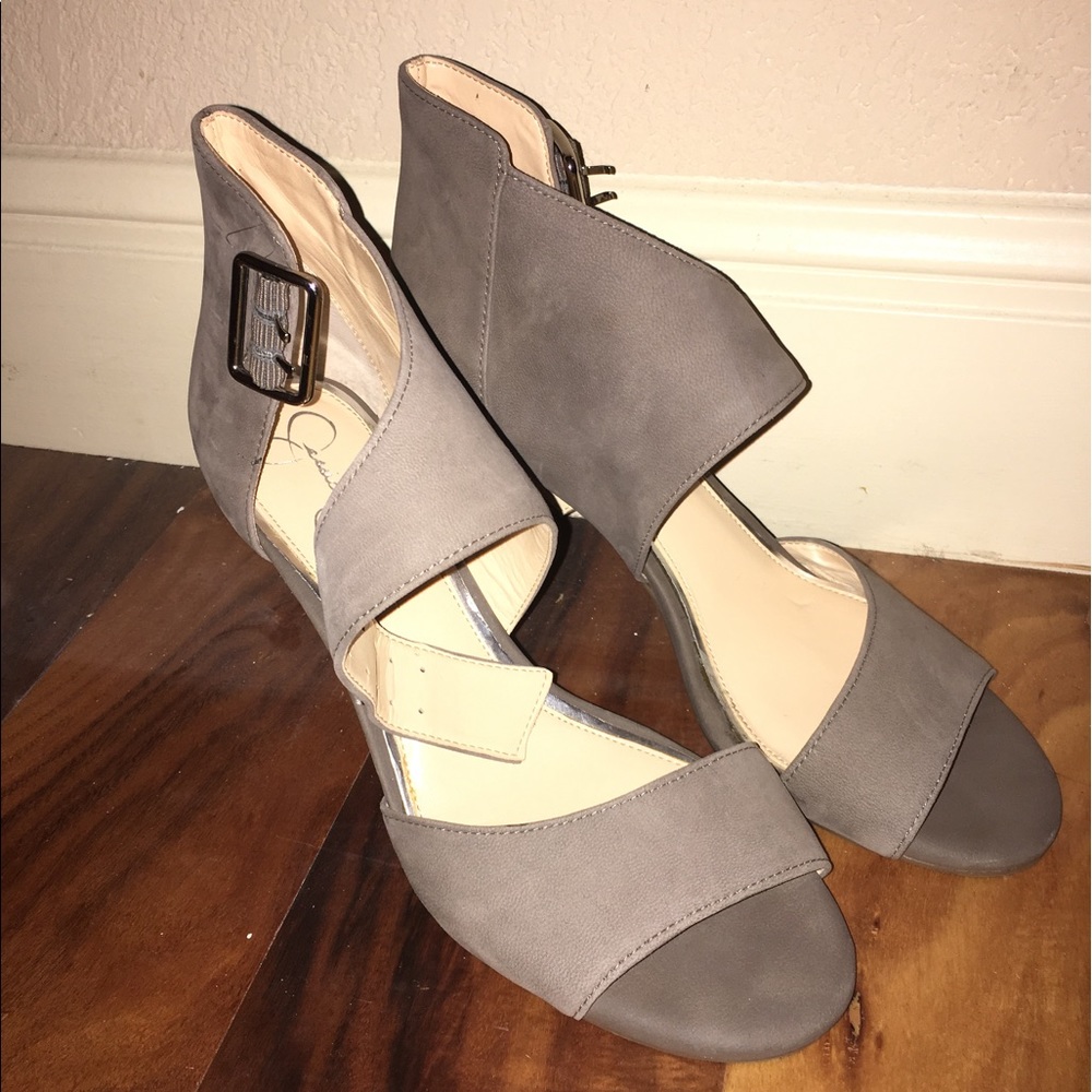 Brand new Jessica Simpson suede peep toe heels