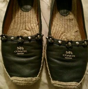 Coach leather n studs black espadrille shoe