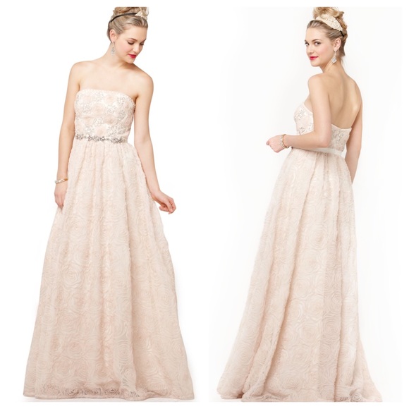 Adrianna Papell Blush Rosette Ballgown Sz 10 12 16 - Picture 2 of 4