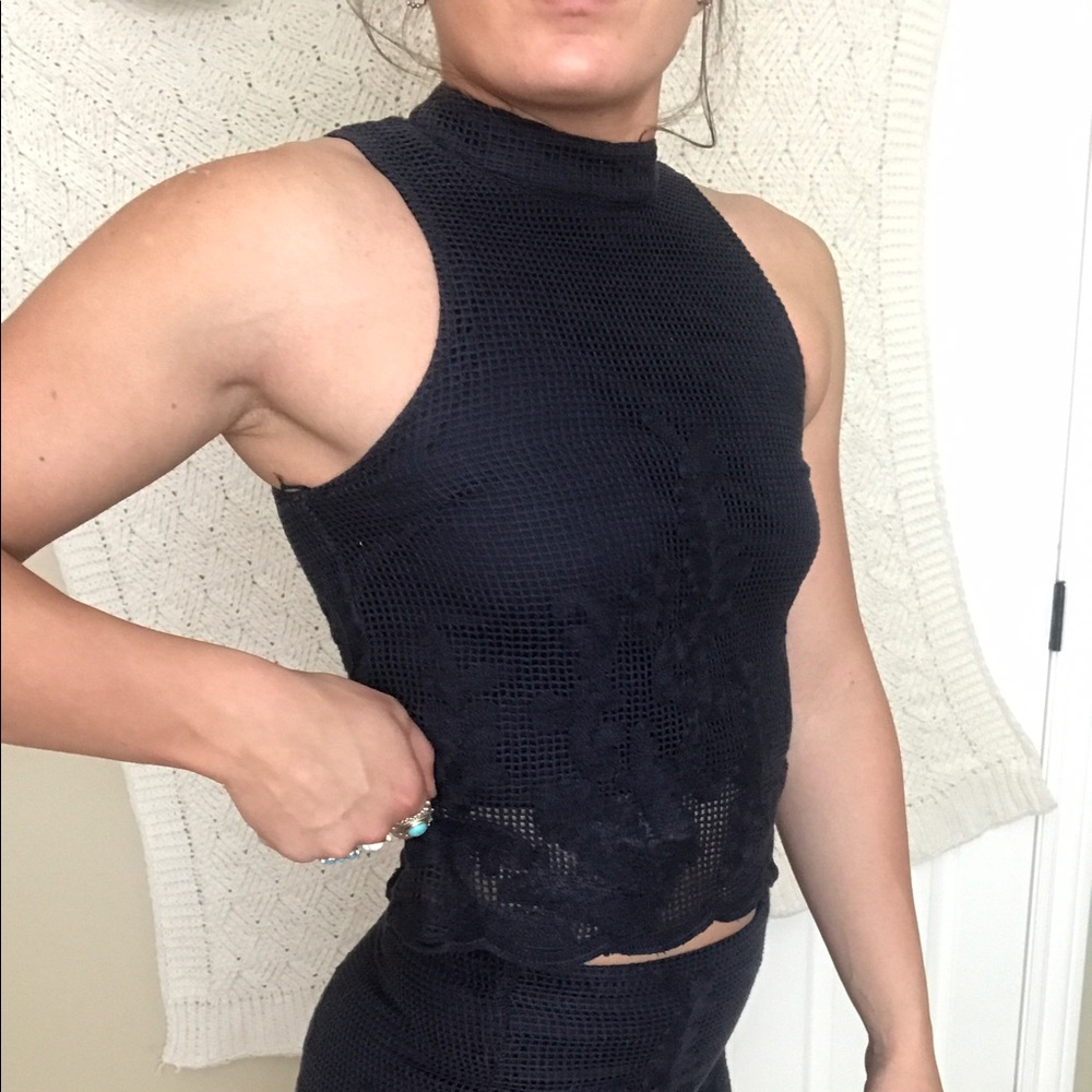 J.O.A two peice blue lace outfit