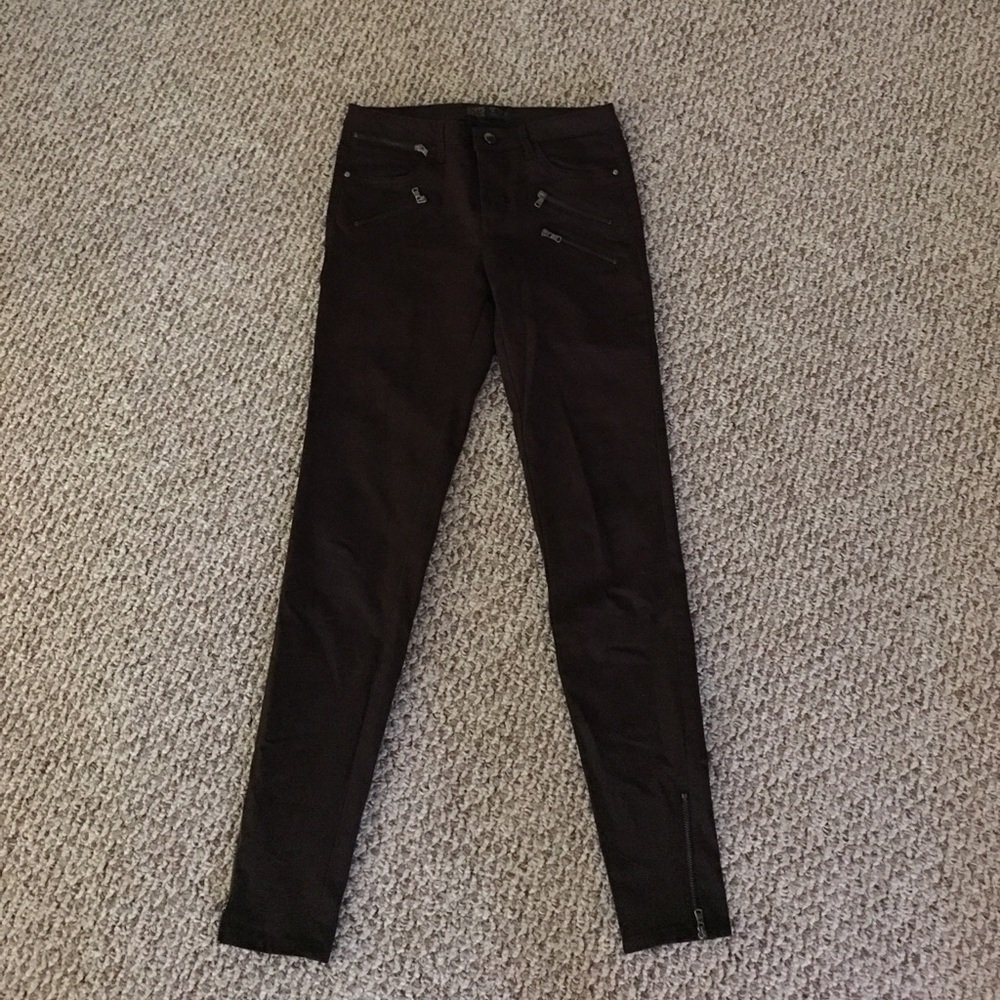 ZARA brown skinny jeans w/zipper details BRAND NEW