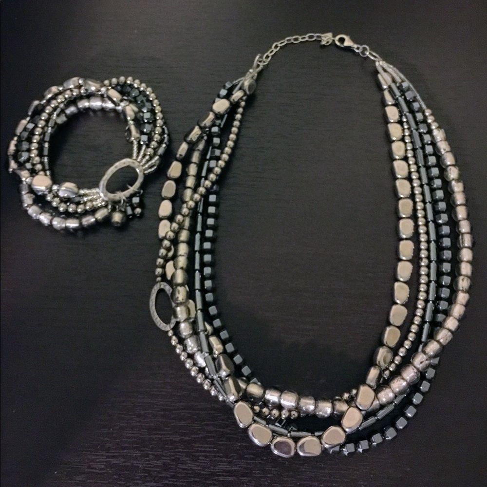 Silpada Multi-Strand Silver Bead Necklace Set