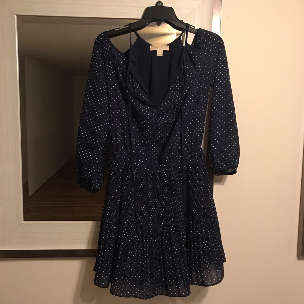 Michael kors polka dot cold shoulder dress
