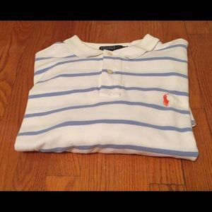 White Ralph Lauren Polo with blue stripes