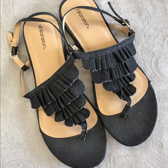 Black-jean material sandals - Picture 1 of 1
