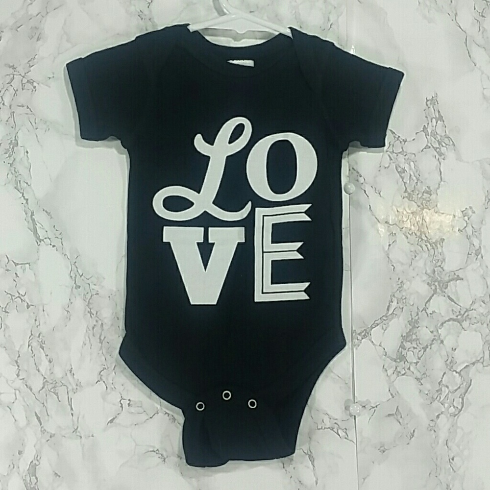 Black "LOVE" Bodysuit. Kids - Picture 1 of 4