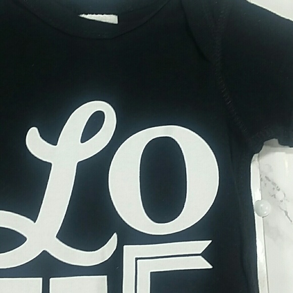 Black "LOVE" Bodysuit. Kids - Picture 2 of 4