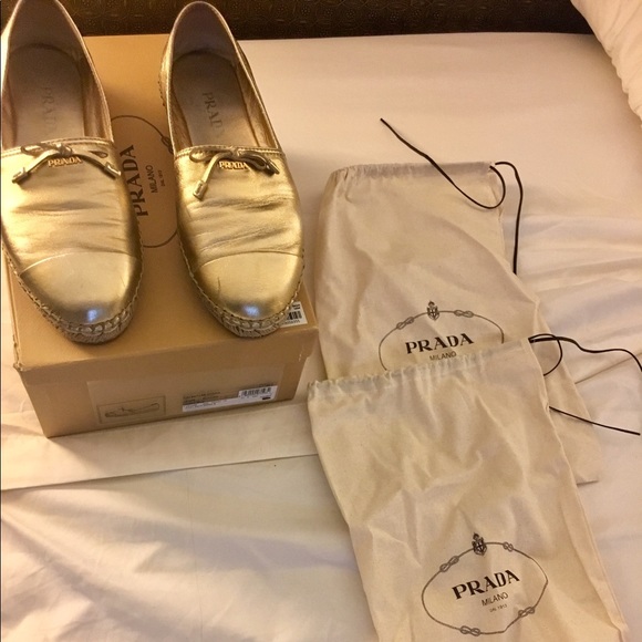Authentic Prada Gold Espadrilles - Picture 3 of 5