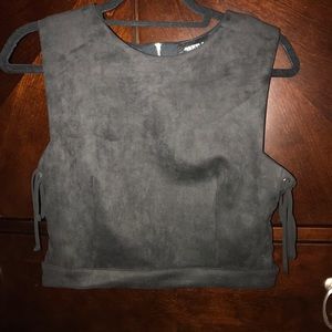 Black velvet cropped top