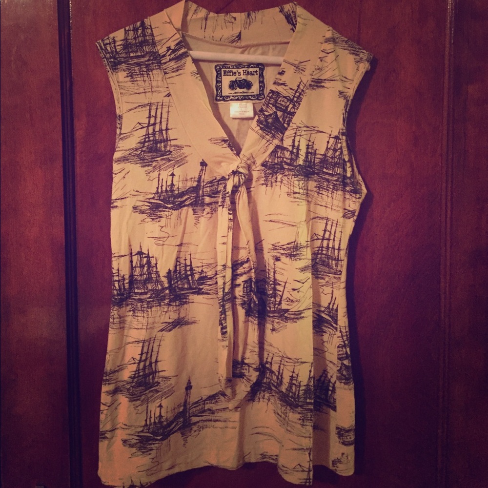 Sleeveless cotton nautical-themed top