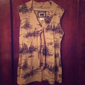 Sleeveless cotton nautical-themed top